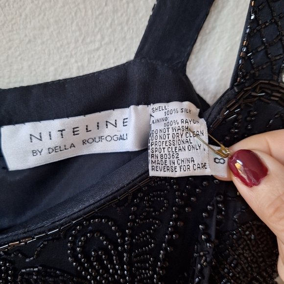 NWT Vintage Silk Niteline by Della Roufogali Beaded Gown Womens size 8 - Picture 2 of 9